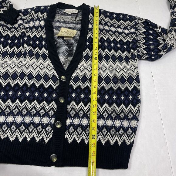 Vtg Ash Creek Men’s Cardigan Sweater L Geometric Grandpacore Dead Stock Preppy - Picture 9 of 11